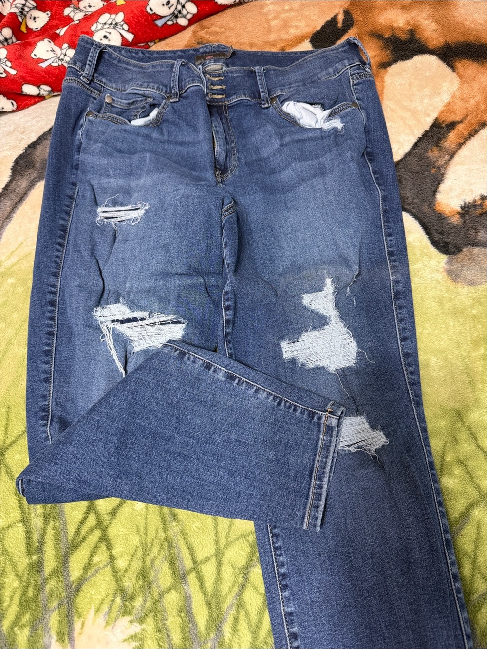 torrid Blue Distressed Skinny Jeans